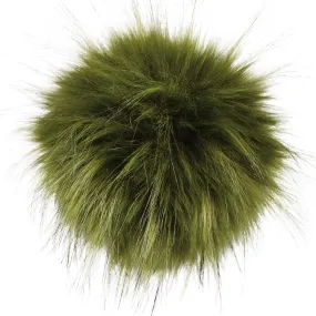 Faux-fur pompoms - kaki