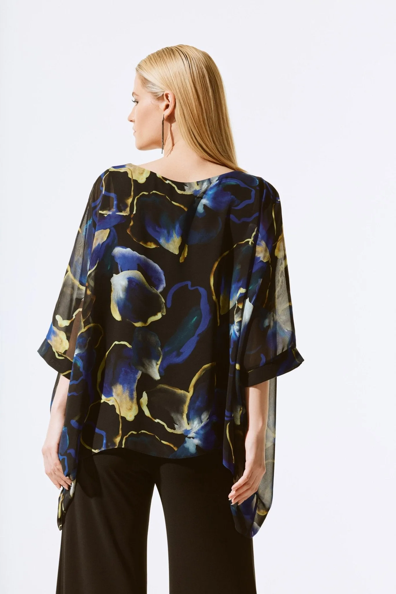 Floral Print Chiffon Poncho Top