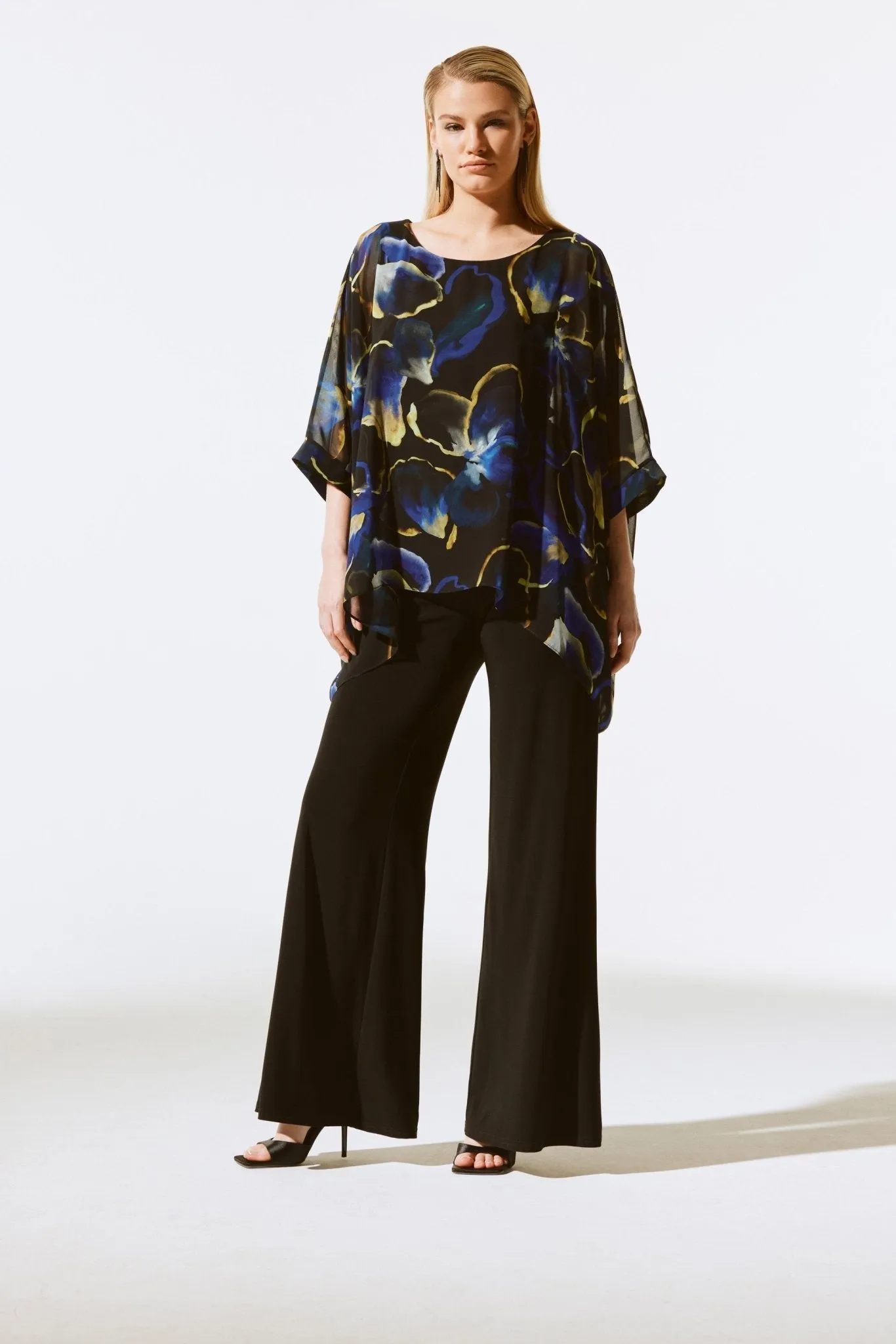Floral Print Chiffon Poncho Top