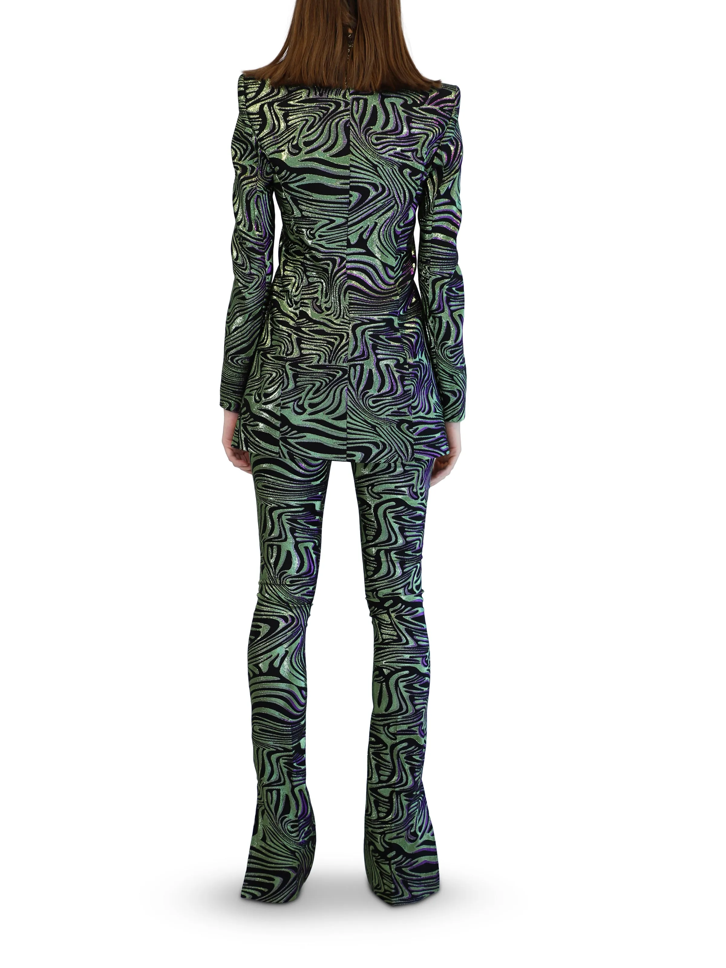Neon Green Lurex Animalier Pants