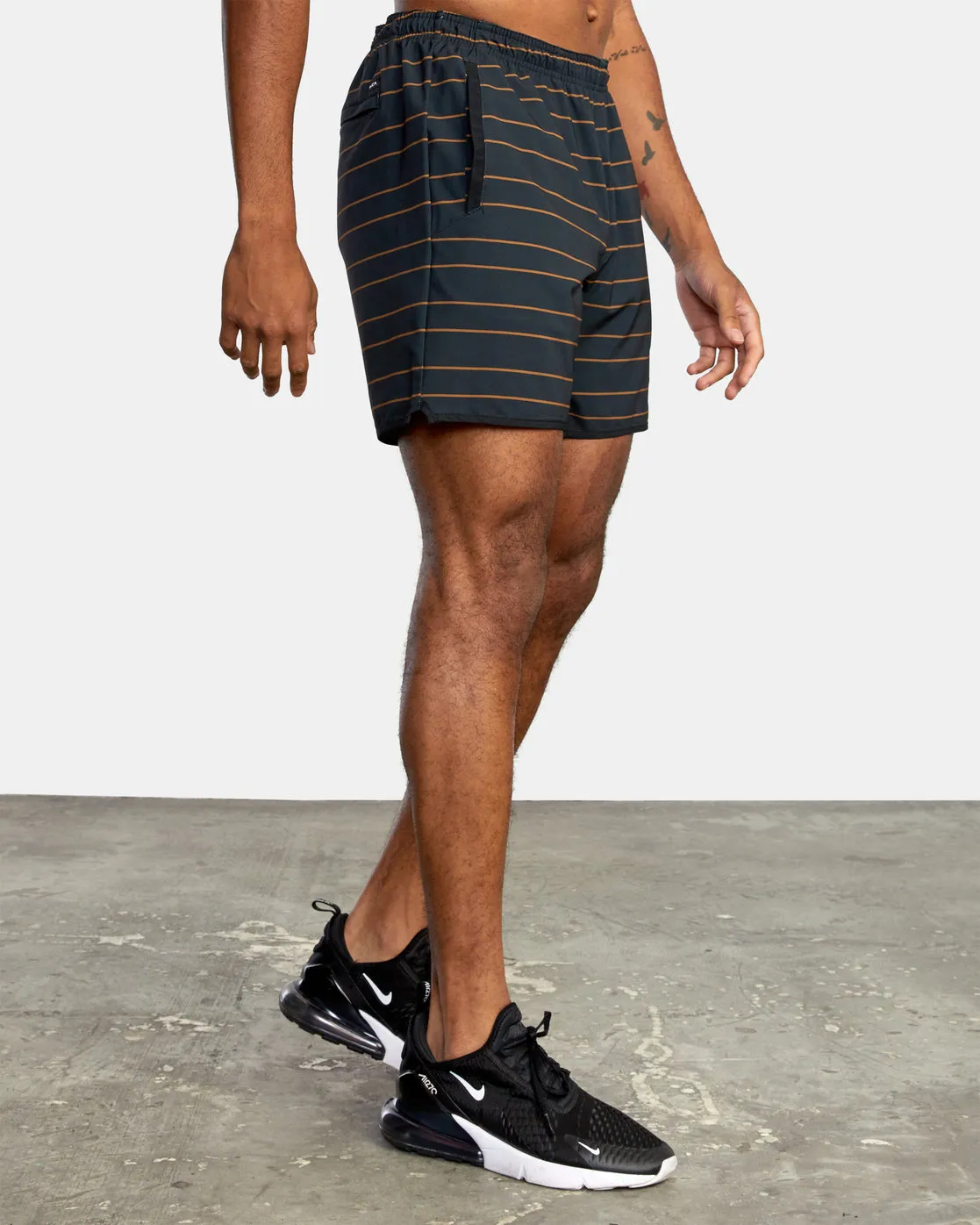 RVCA Yogger Stretch Athletic Shorts 17" - Club Stripe Rubber